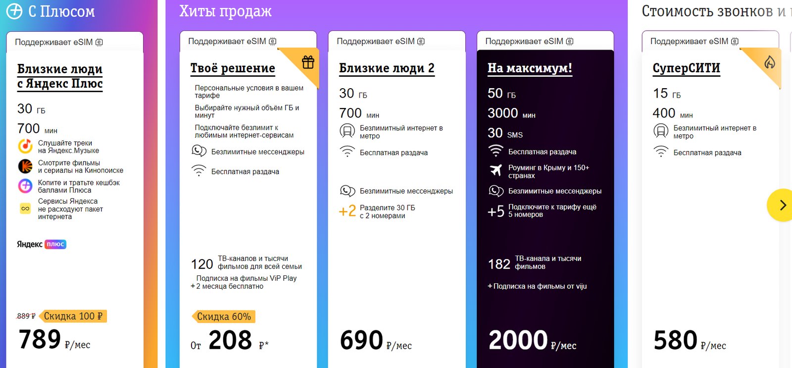 Новости операторов. Новый тариф «Близкие люди с Яндекс Плюсом», разбор плюсов и минусов