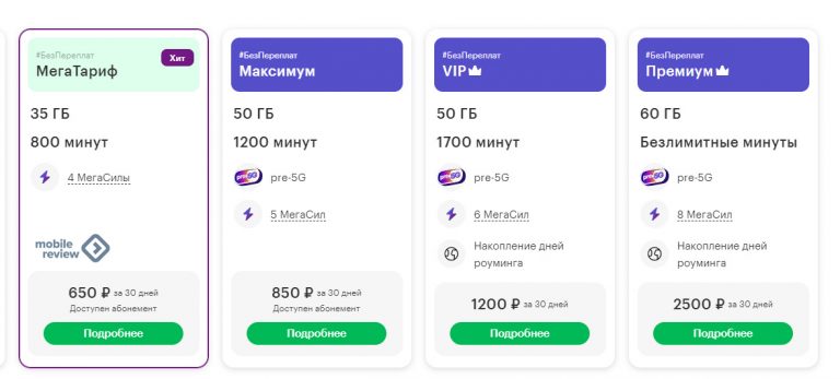 Тарифные планы мобильных операторов