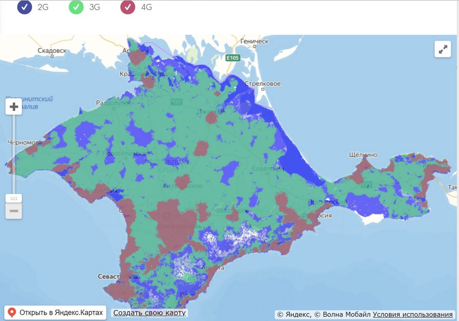 Волна карта покрытия