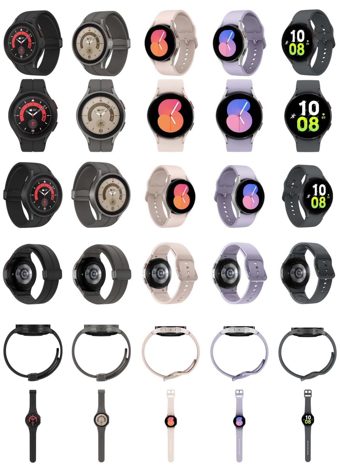 Взгляните на часы Samsung Galaxy Watch 5 и Watch 5 Pro во всех цветах и ...
