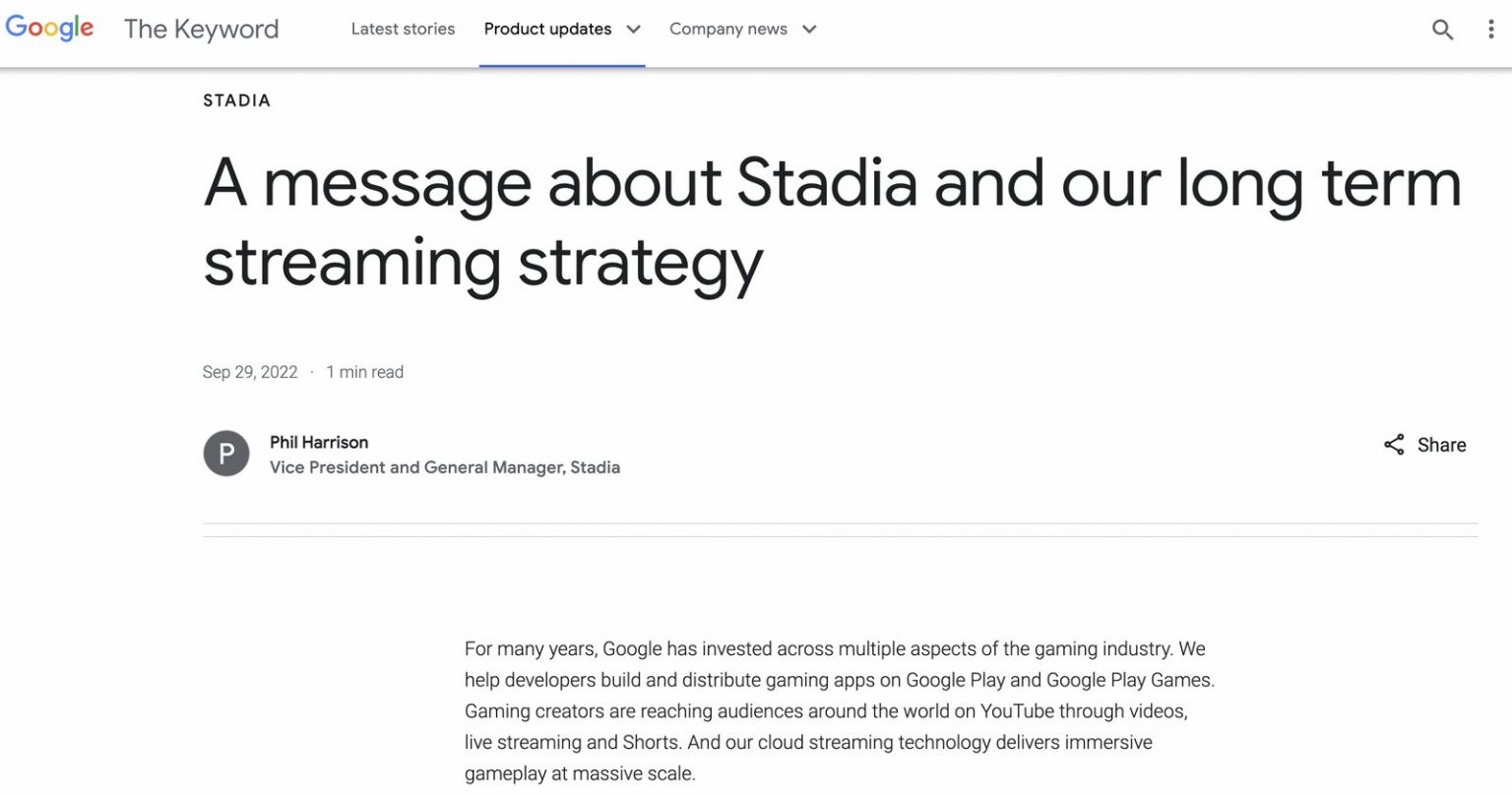 Google Stadia Is Not A Product That Exists Because People